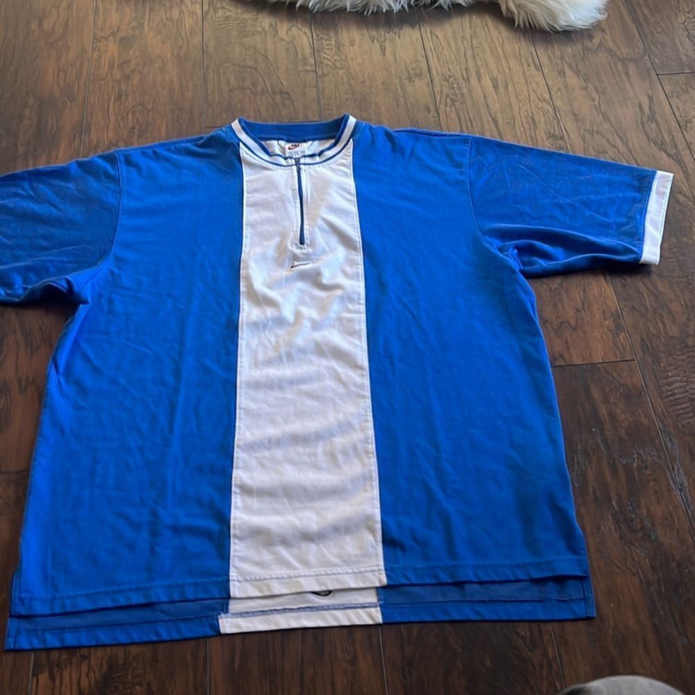 VTG White Tag Nike Quarter Zip Colorblock Short Sleeve T center swoosh size XXL